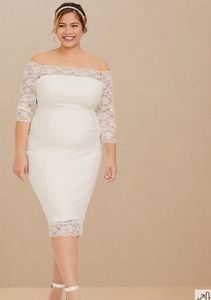 SPECIAL OCCASION IVORY LACE OFF SHOULDER BODYCON DRESS